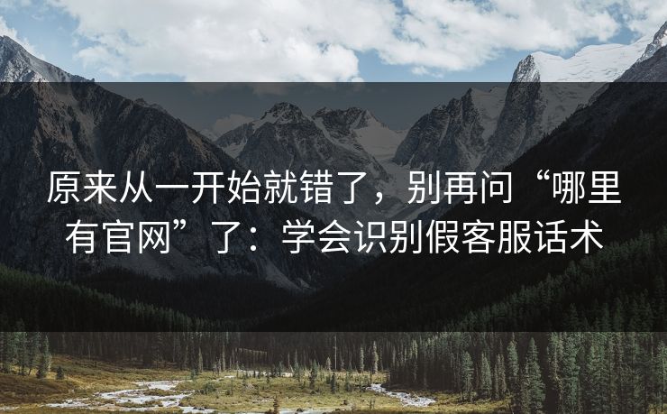原来从一开始就错了，别再问“哪里有官网”了：学会识别假客服话术