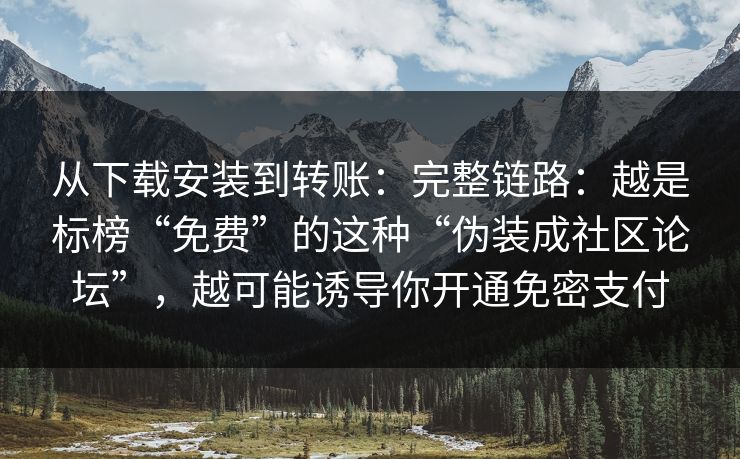 从下载安装到转账：完整链路：越是标榜“免费”的这种“伪装成社区论坛”，越可能诱导你开通免密支付