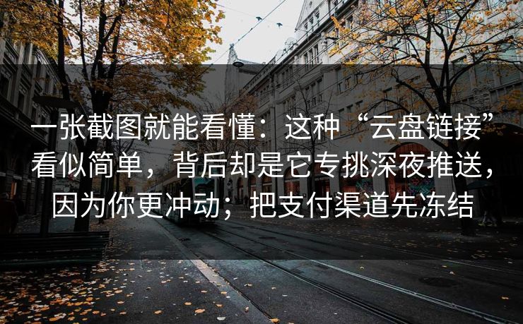 一张截图就能看懂：这种“云盘链接”看似简单，背后却是它专挑深夜推送，因为你更冲动；把支付渠道先冻结