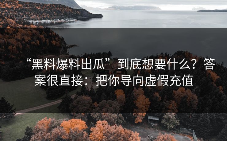 “黑料爆料出瓜”到底想要什么？答案很直接：把你导向虚假充值
