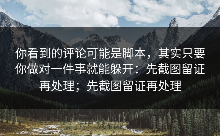 你看到的评论可能是脚本，其实只要你做对一件事就能躲开：先截图留证再处理；先截图留证再处理
