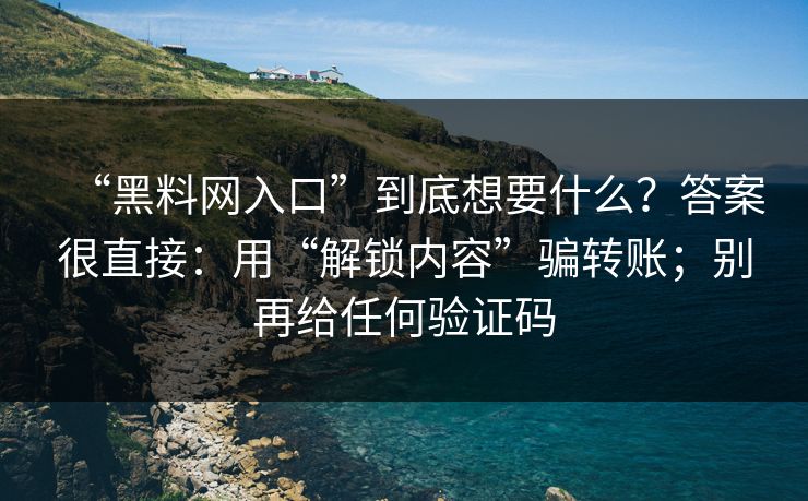 “黑料网入口”到底想要什么？答案很直接：用“解锁内容”骗转账；别再给任何验证码