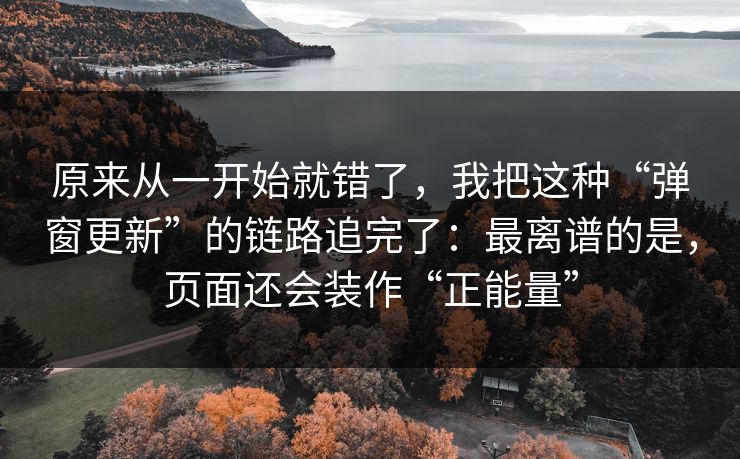 原来从一开始就错了，我把这种“弹窗更新”的链路追完了：最离谱的是，页面还会装作“正能量”