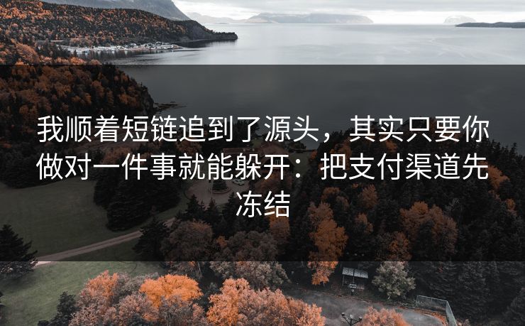 我顺着短链追到了源头，其实只要你做对一件事就能躲开：把支付渠道先冻结