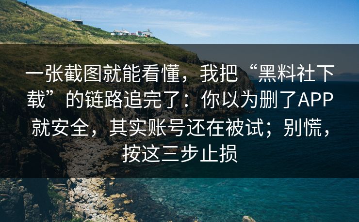 一张截图就能看懂，我把“黑料社下载”的链路追完了：你以为删了APP就安全，其实账号还在被试；别慌，按这三步止损